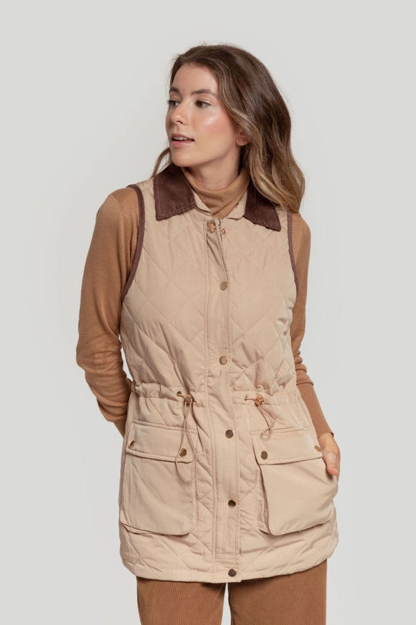 CHALECO ACOLCHADO LARGO CAMEL SKU 0.29498