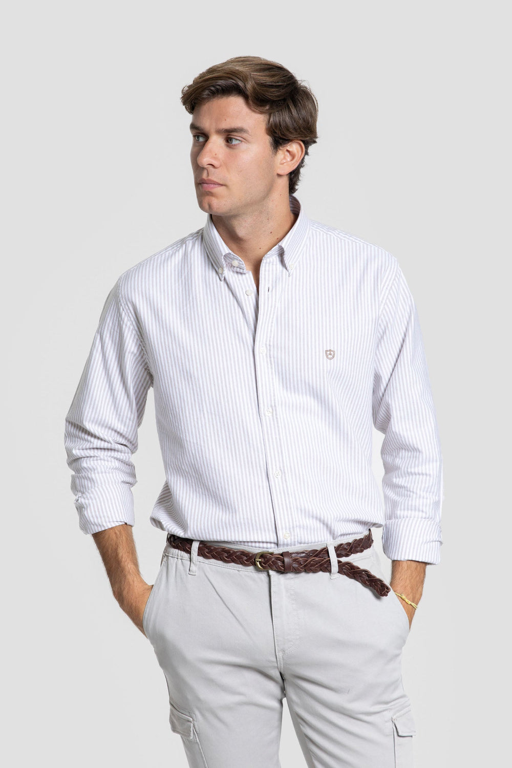 Camisa Oxford Rayas Camel SKU 0.32444