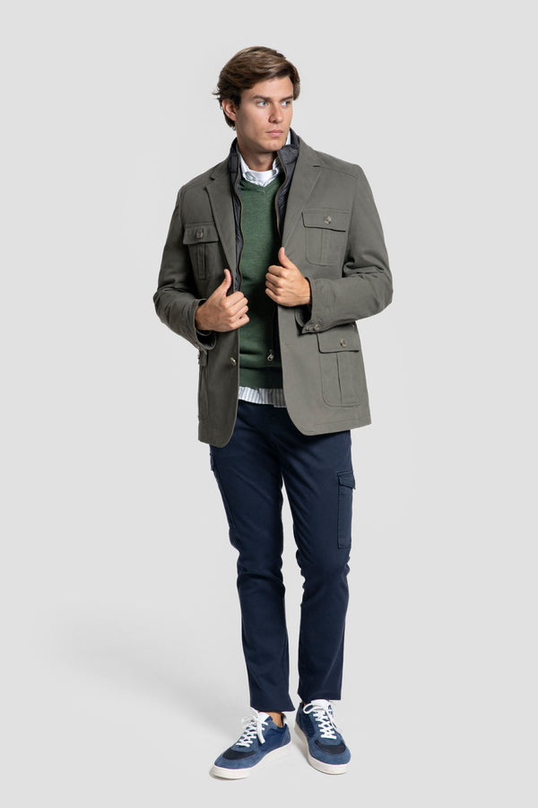 Chaqueta Bolsillos Kaki SKU 0.32434