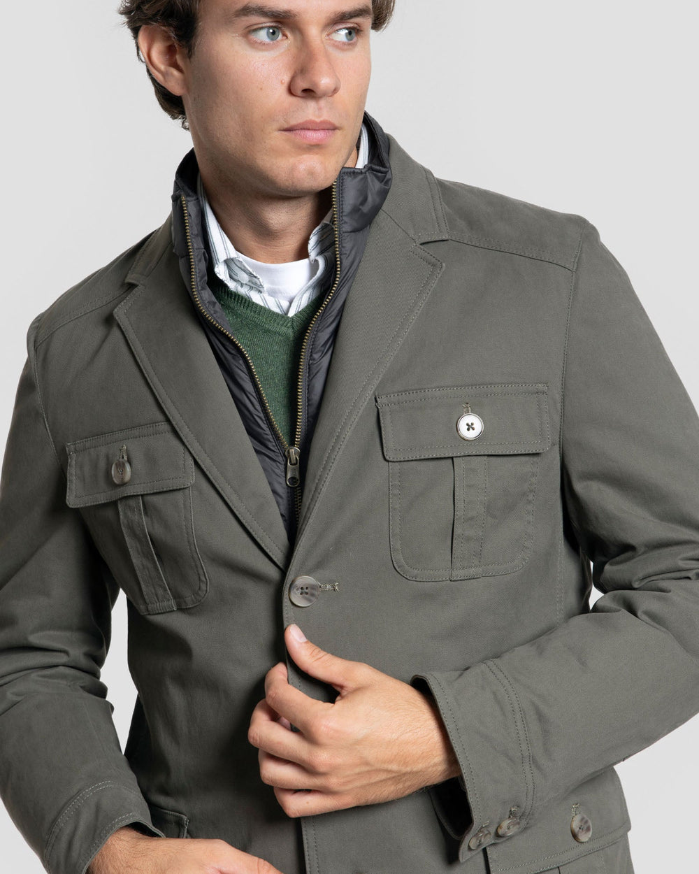 Chaqueta Bolsillos Kaki SKU 0.32434