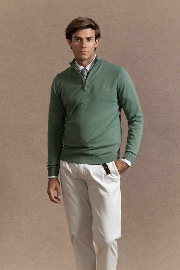 Jersey Cuello Cremallera Verde Hoja- Raíces SKU 0.32020
