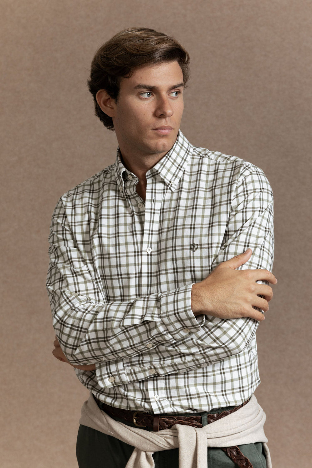 Camisa Regular Cuadros Kaki SKU 0.32447