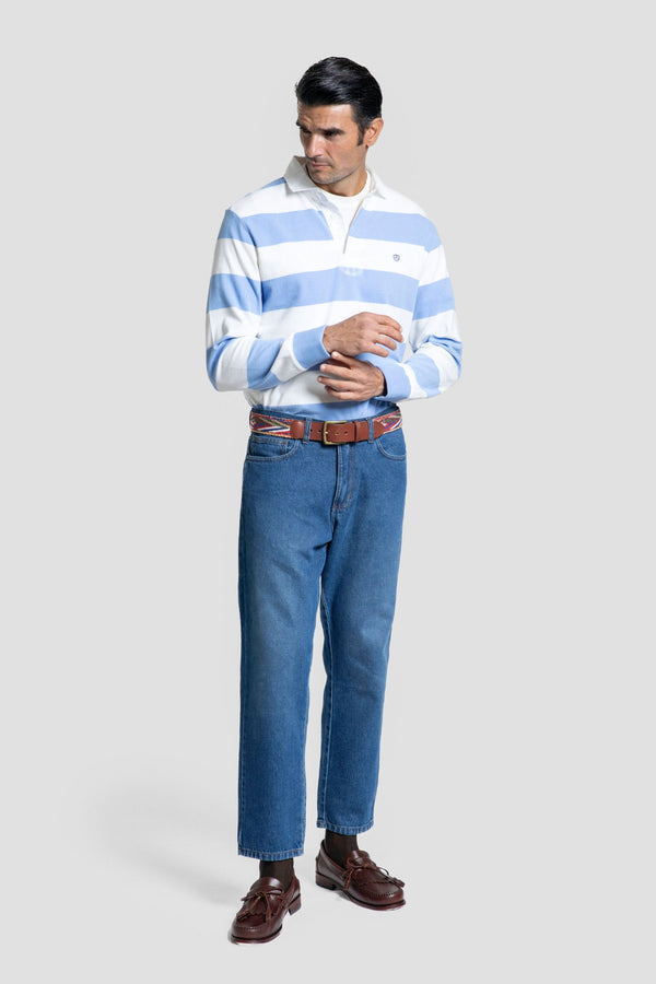 Polo  Manga Larga Rayas Celeste - Legado SKU 0.32458