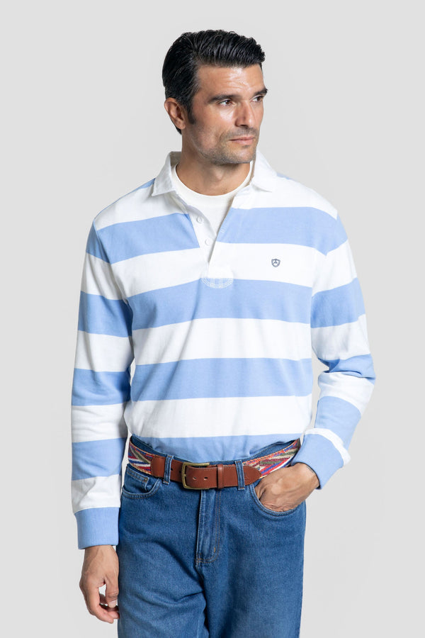 Polo  Manga Larga Rayas Celeste - Legado SKU 0.32458