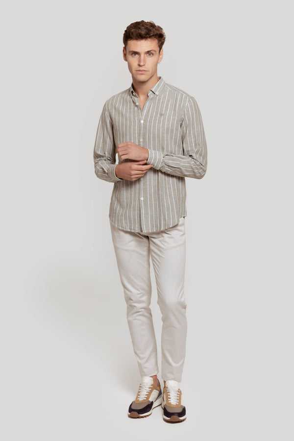 Camisa Raya Ancha Lino Kaki SKU 0.28109