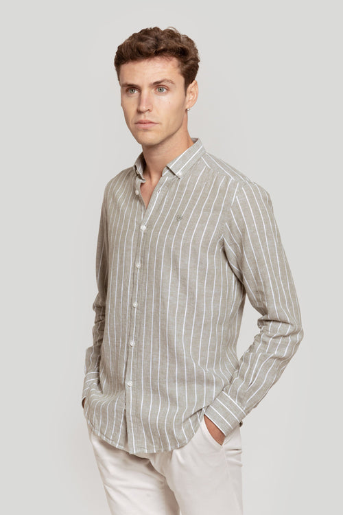 Camisa Raya Ancha Lino Kaki SKU 0.28109