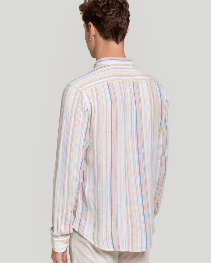 Camisa Lino Rayas Naranja SKU 0.28028