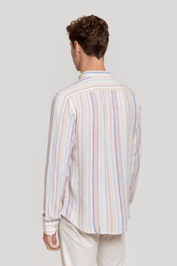 Camisa Lino Rayas Naranja SKU 0.28028