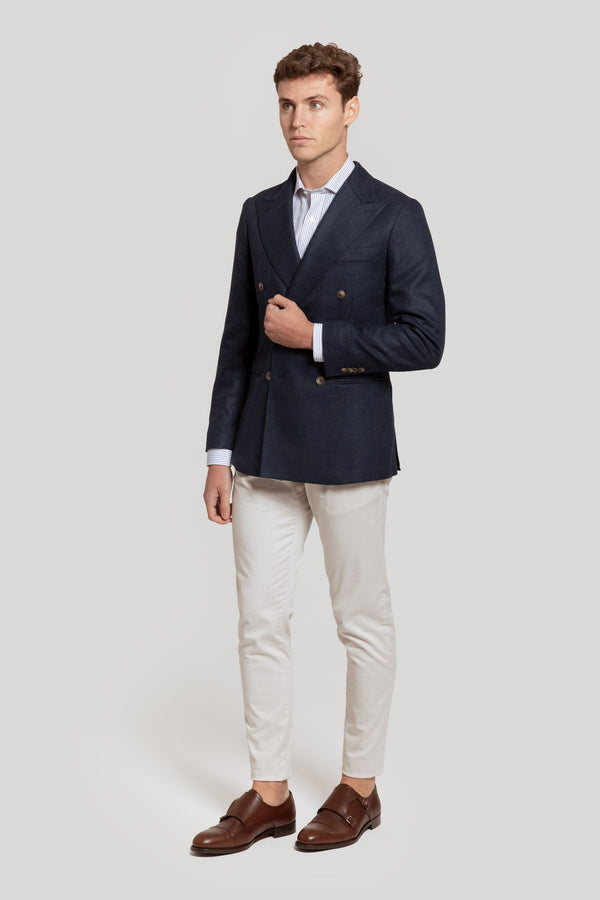 BLAZER DUPLO COM EFEITO LINHO AZUL SKU 0.30505
