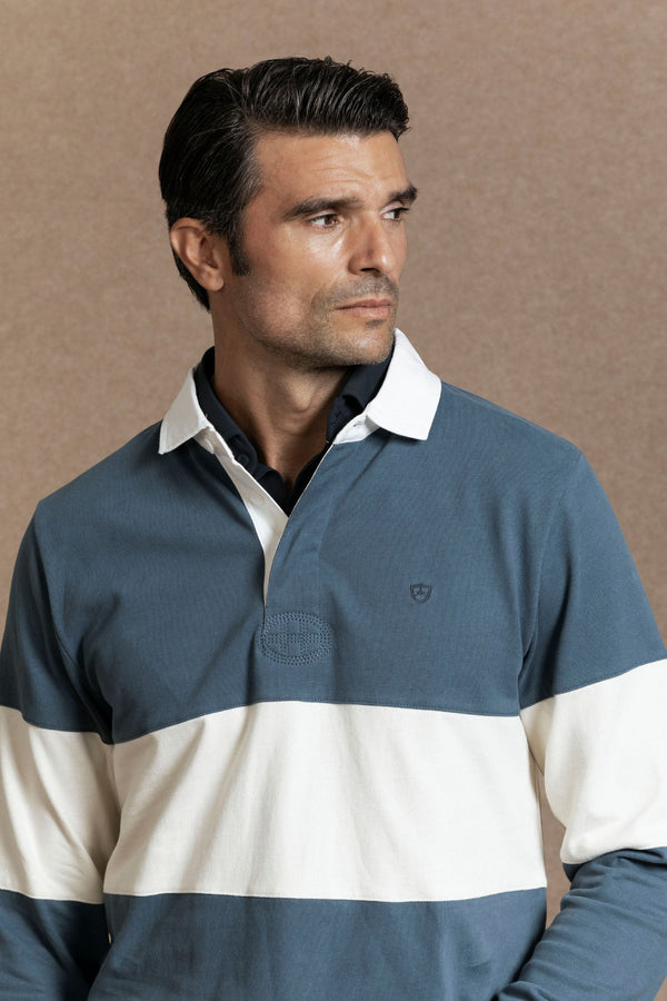 Polo Manga Larga Raya Ancha Índigo SKU 0.32461