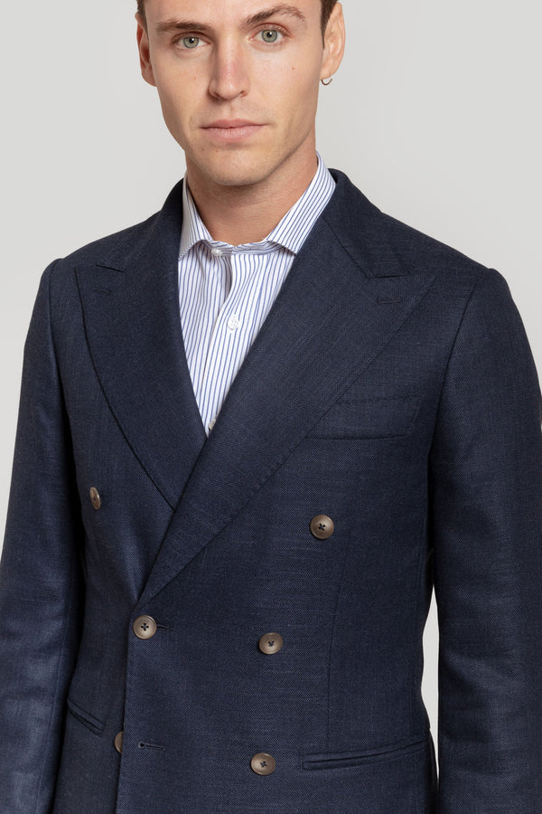 BLAZER DUPLO COM EFEITO LINHO AZUL SKU 0.30505