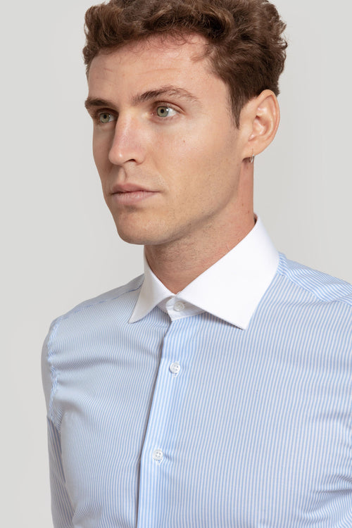 Camisa Raya Celeste Cuello Blanco SKU 0.24307