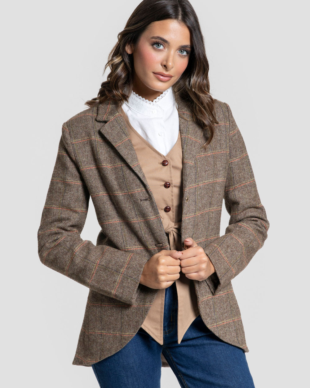 Chaqueta Tweed Señora  MARRON SKU 0.32443