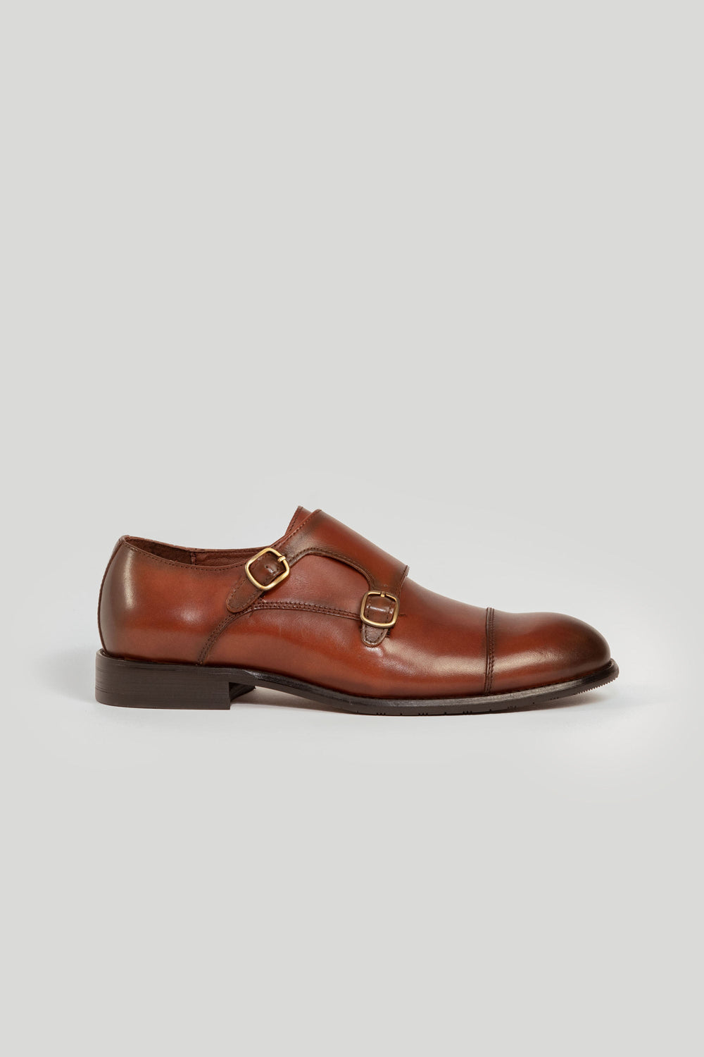 Sapato Monk Strap Couro Marrom Brilhante SKU 0,30823