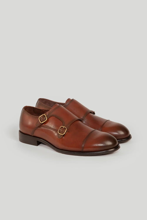 Sapato Monk Strap Couro Marrom Brilhante SKU 0,30823