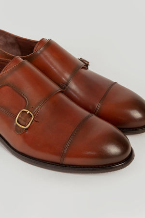 Sapato Monk Strap Couro Marrom Brilhante SKU 0,30823