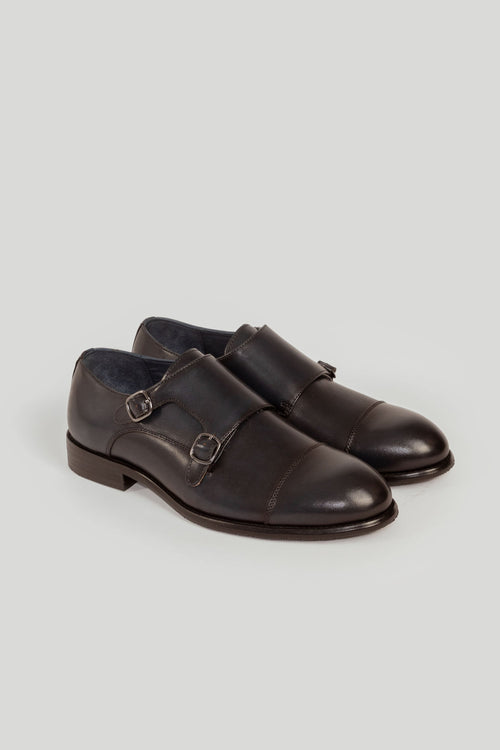 Sapato Monk Strap Couro Azul Marinho Brilhante SKU 0,30823