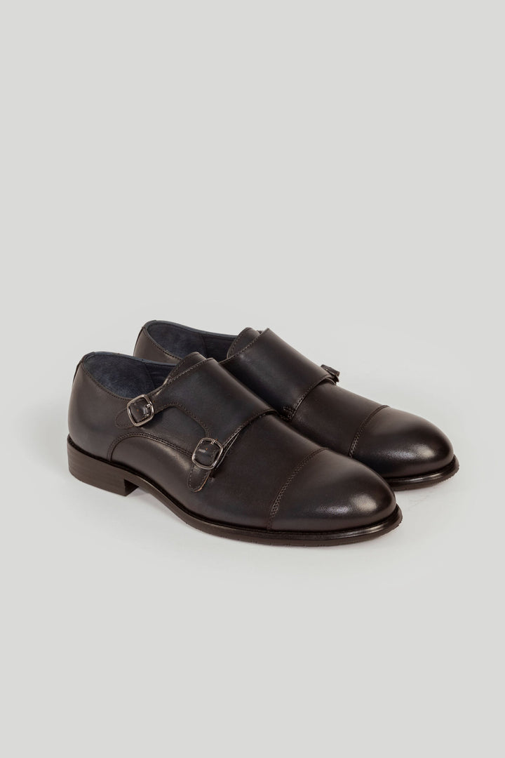 Sapato Monk Strap Couro Azul Marinho Brilhante SKU 0,30823