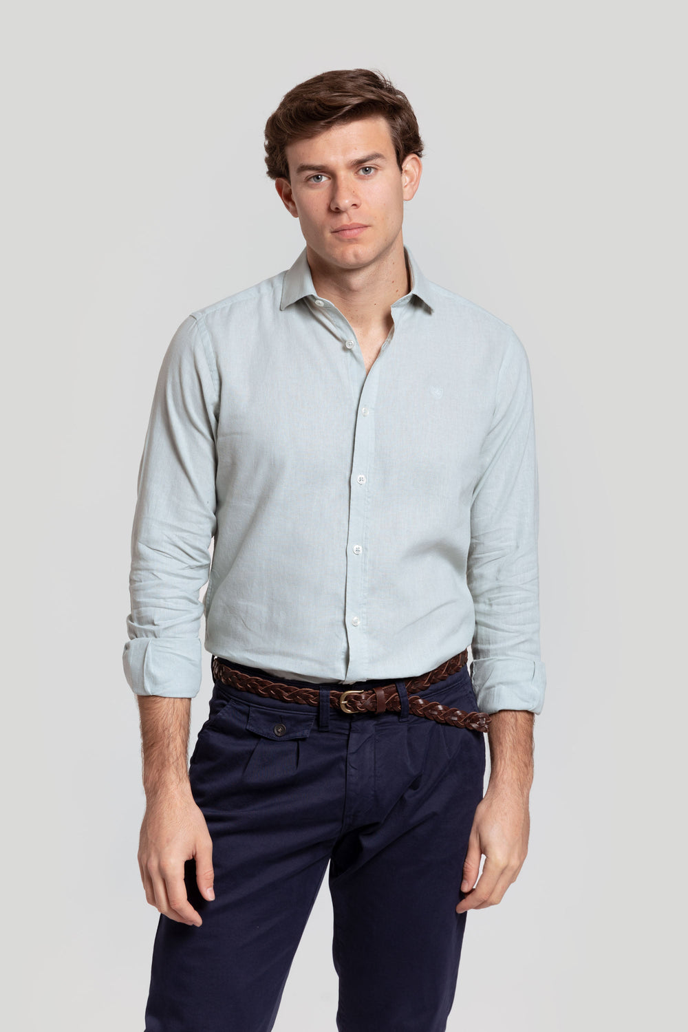Camisa Algodon Y Lino Verde SKU 0.30522