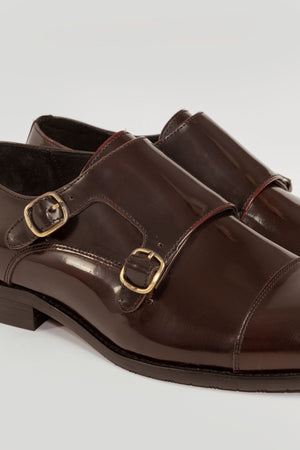 Sapato Monk Strap Couro Brilhante Borgonha SKU 0.30823
