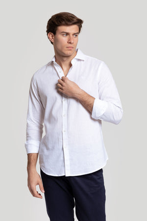 Camisa Algodon Y Lino Blanca SKU 0.30522