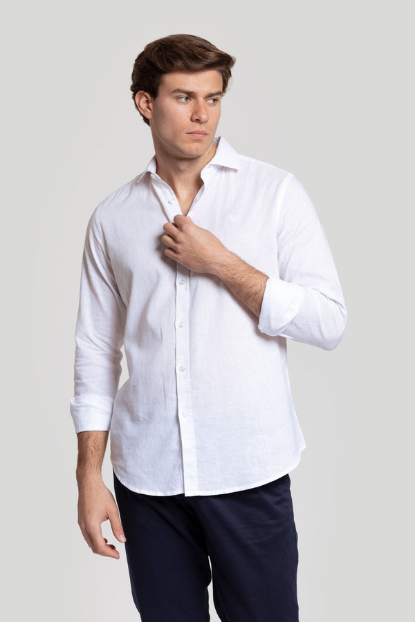 Camisa Algodon Y Lino Blanca SKU 0.30522
