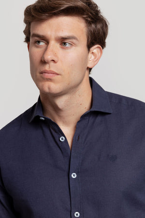 Camisa Algodon Y Lino Marino SKU 0.30522