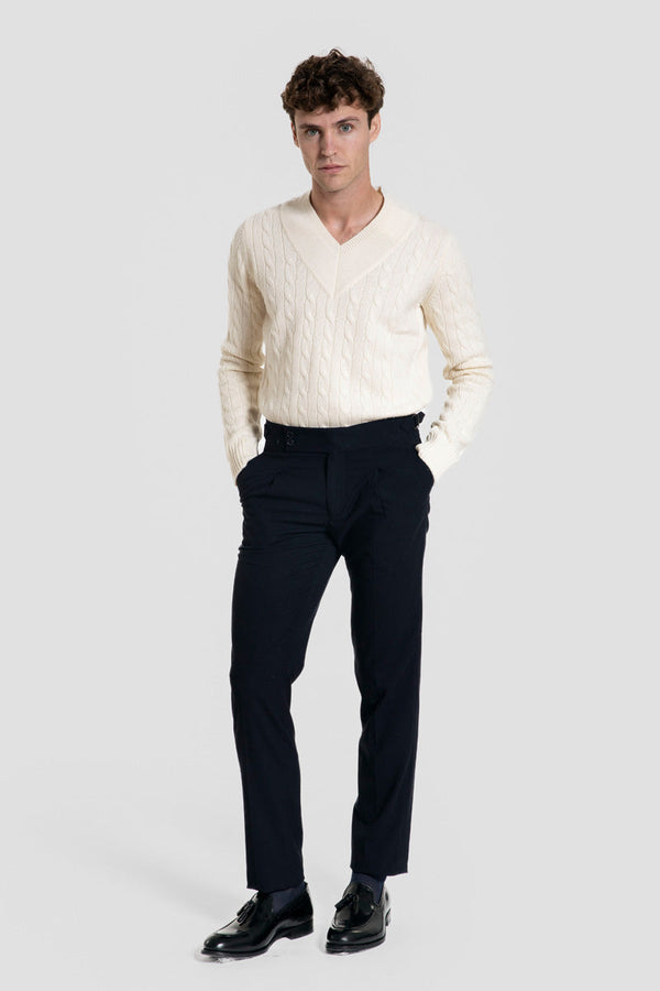 Jersey de Lana 100% Hueso con Cuello en V SKU 0.32672