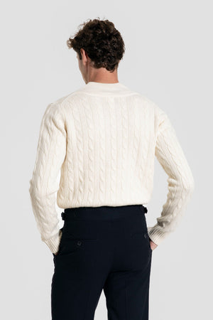 Jersey de Lana 100% Hueso con Cuello en V SKU 0.32672