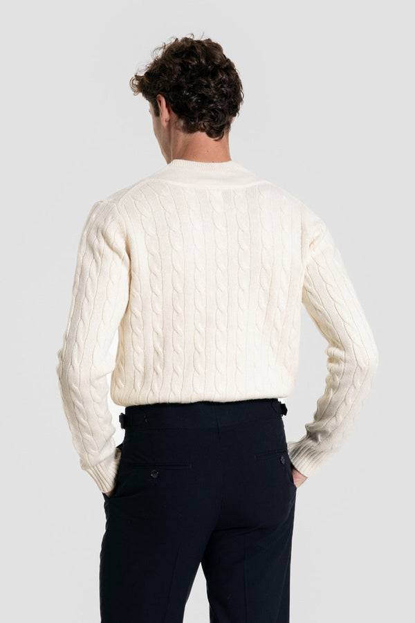 Jersey de Lana 100% Hueso con Cuello en V SKU 0.32672