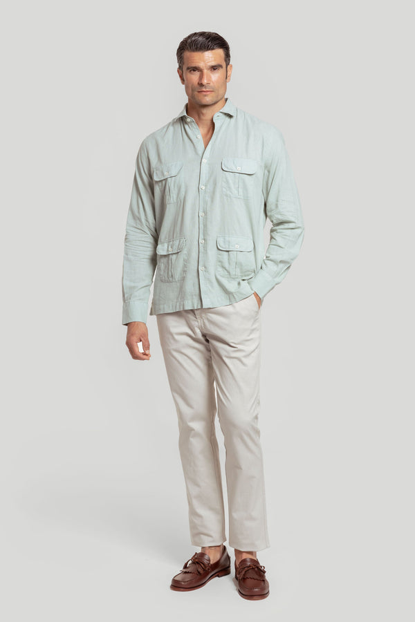 Camisa Cubana Verde Agua   SKU 0.31456