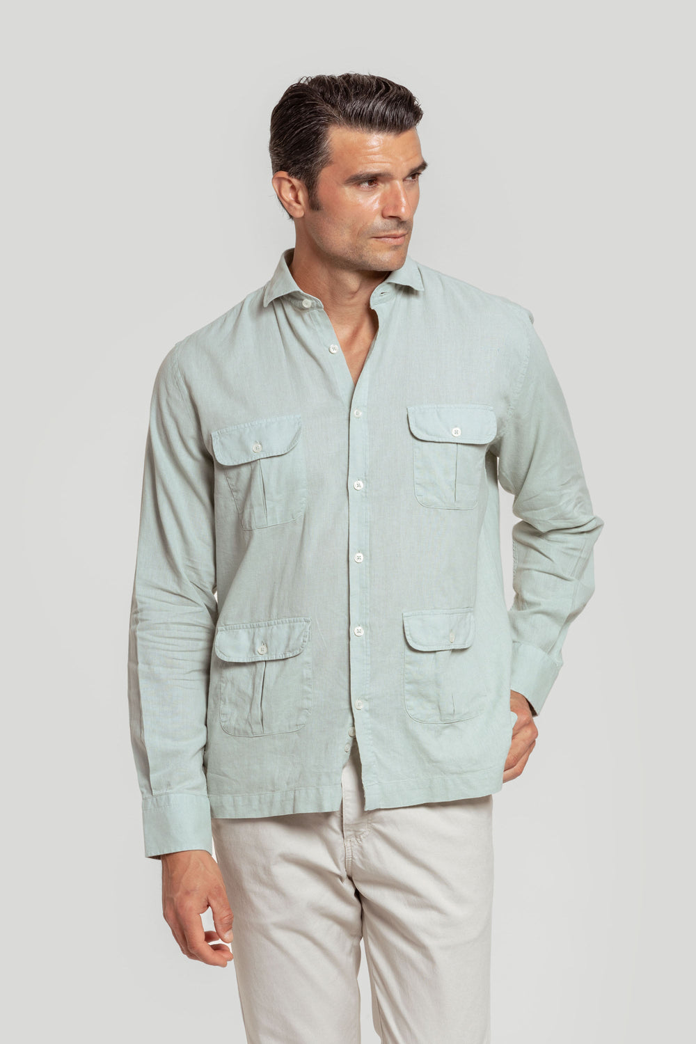 Camisa Cubana Verde Agua   SKU 0.31456