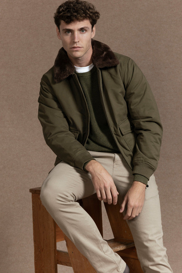 Cazadora Utility Cuello Pelo Kaki SKU 0.32675