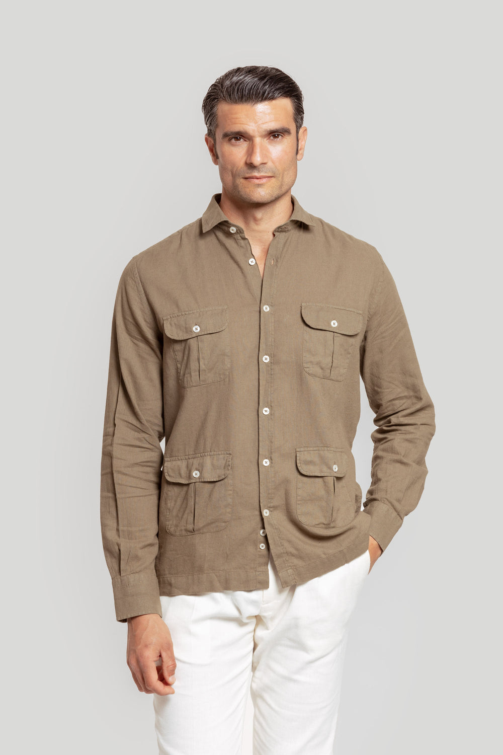 Camisa Cubana Kaki  SKU 0.31456