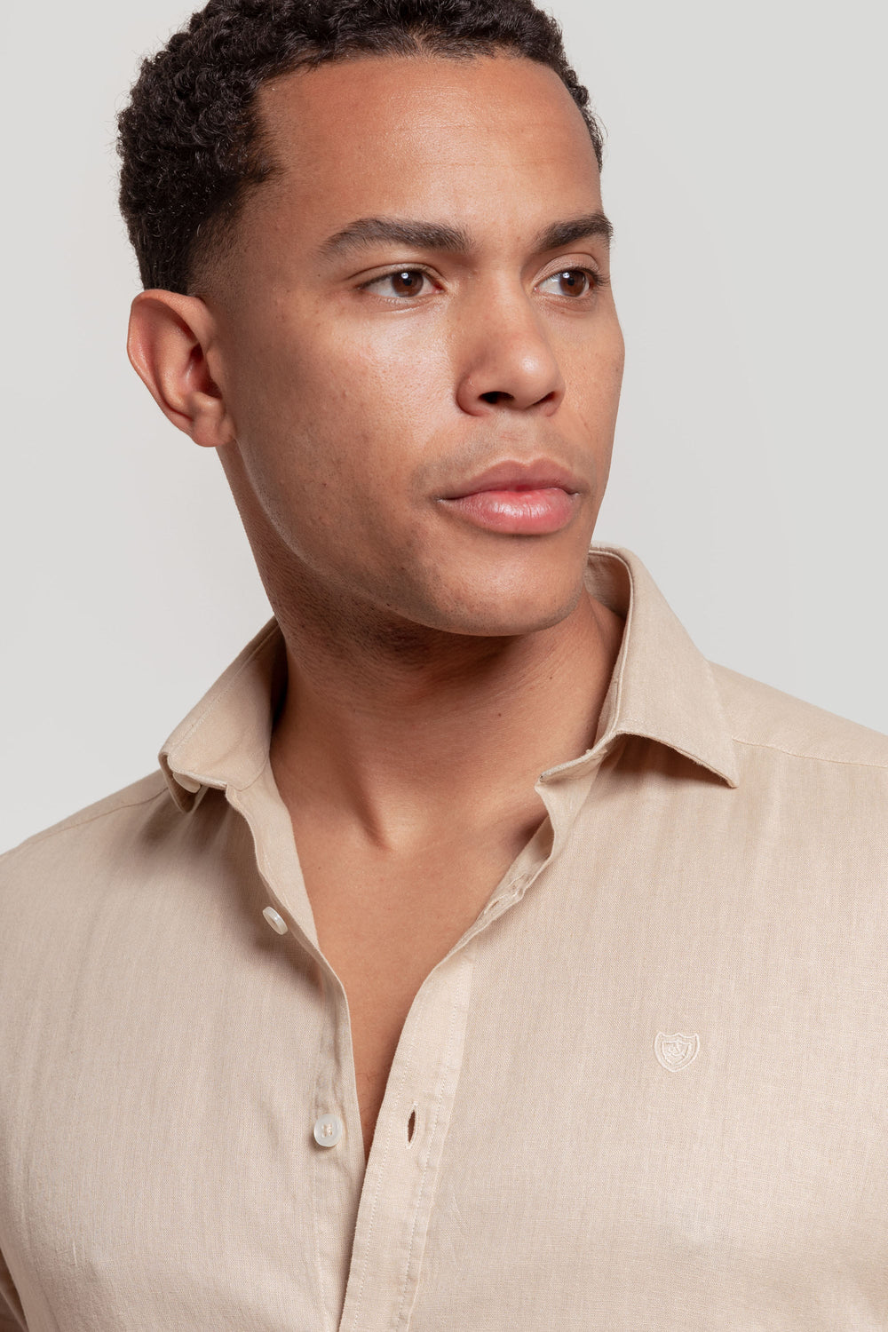 Camisa Algodon Y Lino Beig  SKU 0.30522