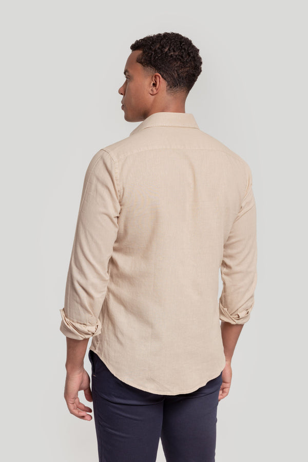 Camisa Algodon Y Lino Beig  SKU 0.30522