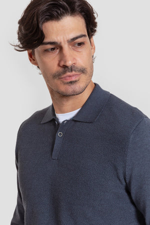 Jersey Cuello Botones Índigo - Raíces  SKU 0.32022