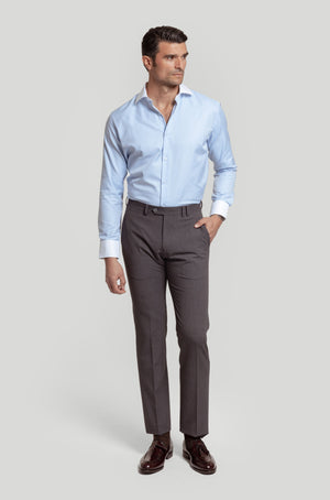 Camisa Celeste Cuello y Puño Blanco SKU 0.30533