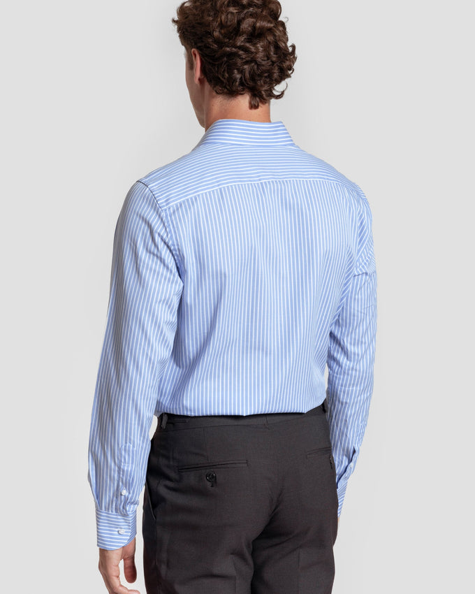 Camicia elegante a righe medie azzurre, codice articolo 0.32184