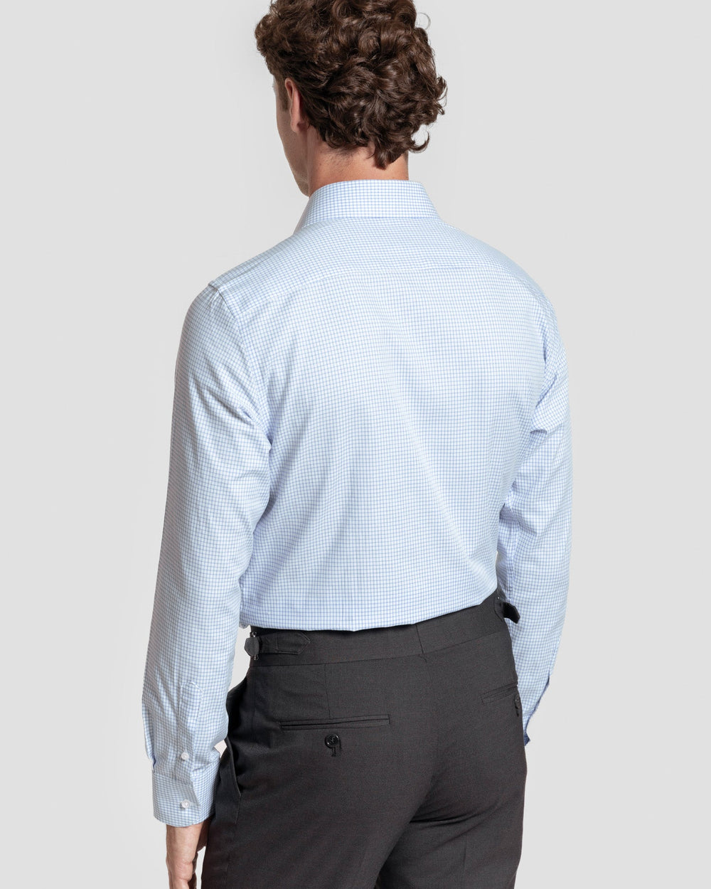 Camisa Vestir Cuadro Pequeño Celeste SKU 0.32185
