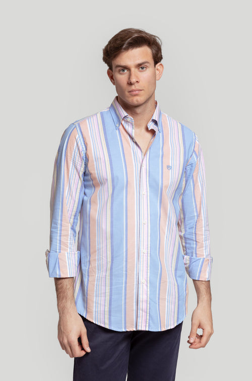 Camisa Raya Celeste Y Naranja SKU 0.30828