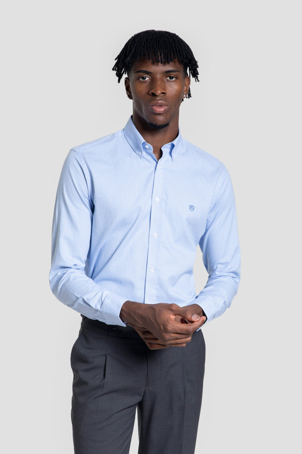 Camisa Oxford Microcuadro Celeste SKU 0.32243