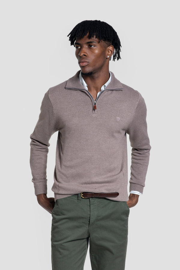 Jersey Media Cremallera Marrón Moka - Raíces SKU 0.32021
