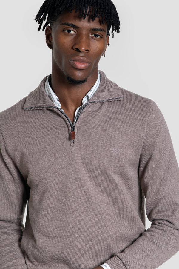 Jersey Media Cremallera Marrón Moka - Raíces SKU 0.32021
