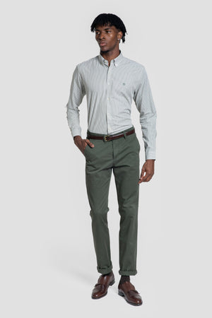 Camisa Popelin Rayas Verde Botella SKU 0.32237