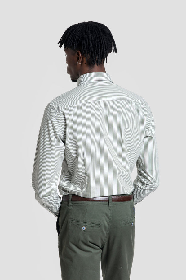 Camisa Popelin Rayas Verde Botella SKU 0.32237