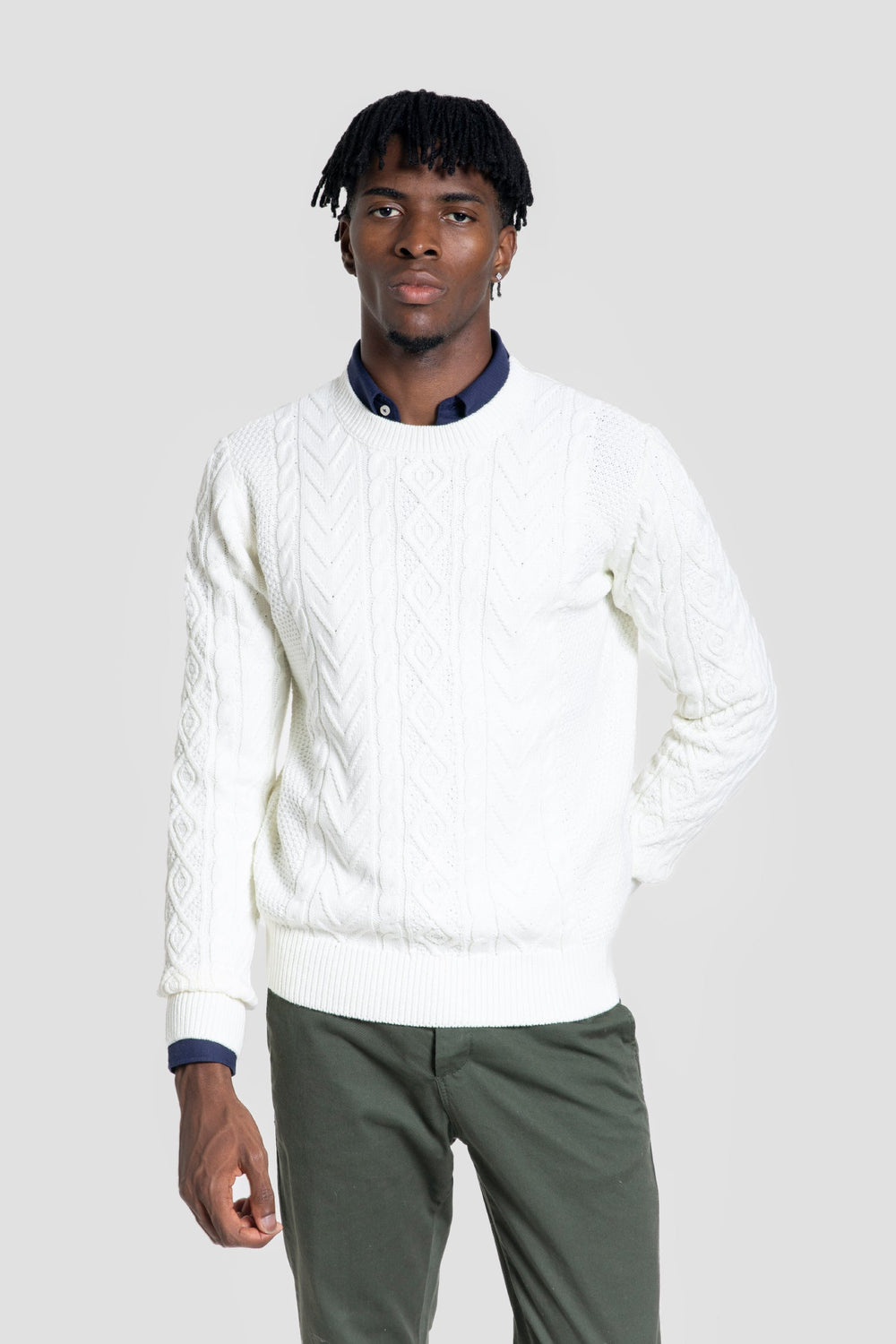 Jersey Punto Trenzado Cuello Redondo Arena SKU 0.32255