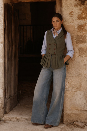 Gilet kaki croisé à basque  SKU 0.34246