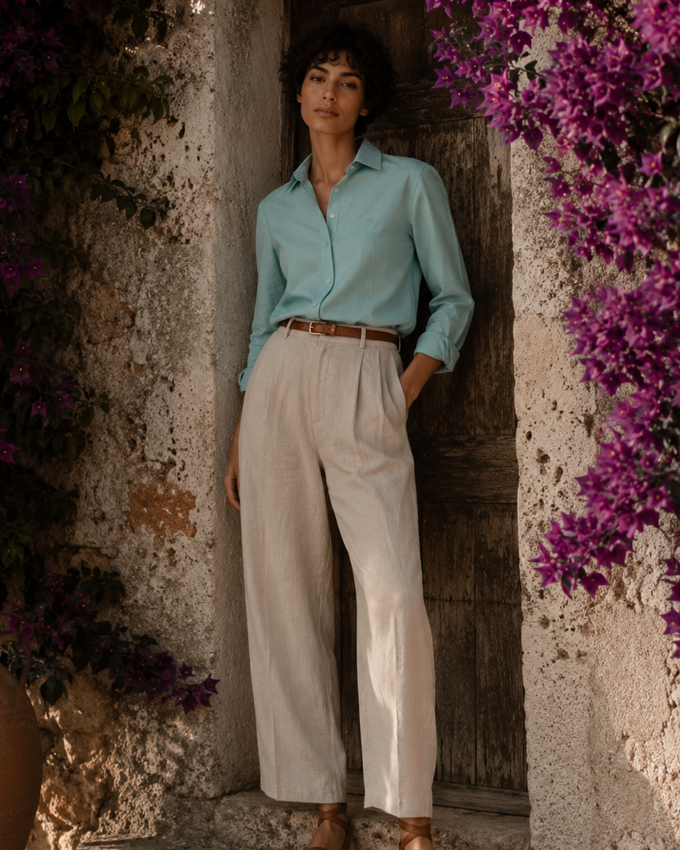 Camisa Oxford Lisa Verde Agua SKU 0.34244