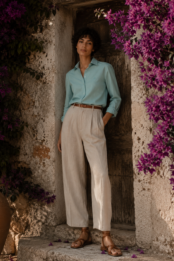 Camisa Oxford Lisa Verde Agua SKU 0.34244